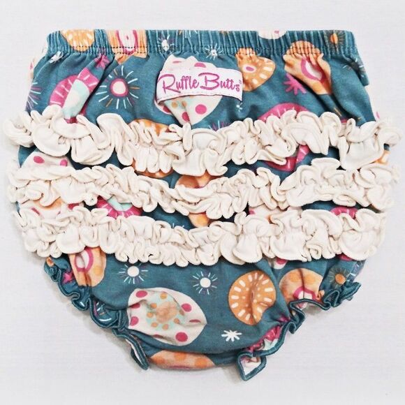RUFFLE BUTTS Boho Baby Bloomers Retro Diaper Cover Bottoms Sz 6-12 Mths - Picture 4 of 4